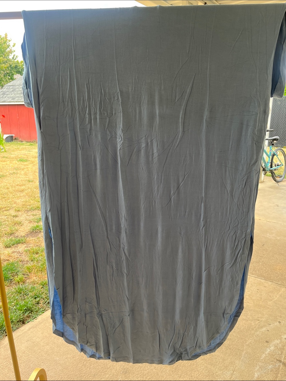 Blue/Gray Short-Sleeve Maxi Dress